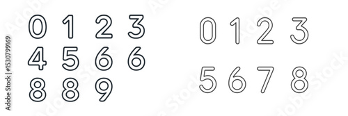 Modern design of numbers in two different styles displayed on a white background