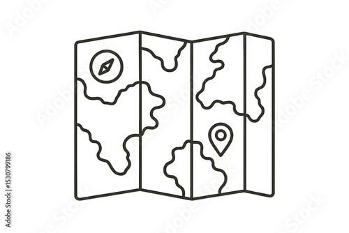 Detailed map illustration showcasing terrain features and navigation tools for outdoor exploration and adventure activities