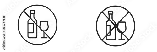 Symbols indicating prohibition of alcohol consumption and serving in public places