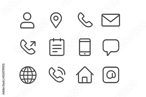 Icons representing communication methods and digital interaction designed for user interface applications and modern technology landscapes