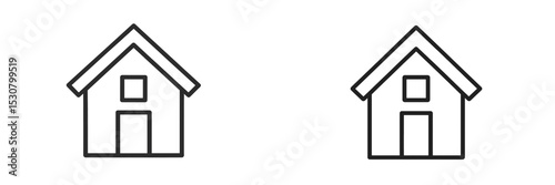 Simple line drawings of two houses side by side demonstrate different styles and forms in minimalist design