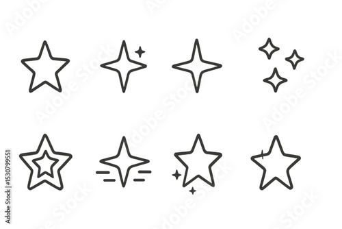 Various hand-drawn star illustrations in different styles and designs suitable for creative projects and graphic design work