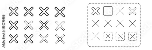Unique patterns of X marks displayed on a grid in a simple design focusing on hand-drawn elements