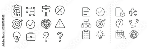Collection of modern icons representing various concepts and activities for digital design projects