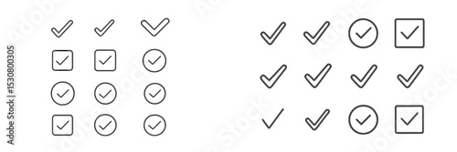 Visual representation of check marks and squares representing tasks completed in a structured grid layout