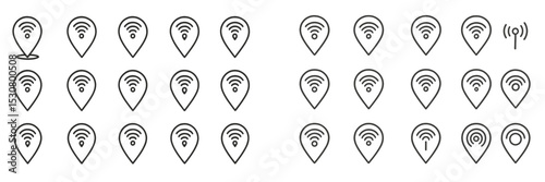 Wi-Fi symbols represented as location markers indicating connectivity in a modern digital landscape