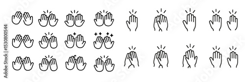 Hand gestures representing applause, celebration, and communication in a simple graphic format