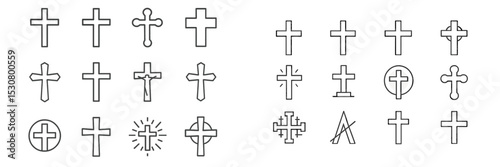 Various designs of crosses featuring intricate patterns and forms, suitable for religious and decorative purposes