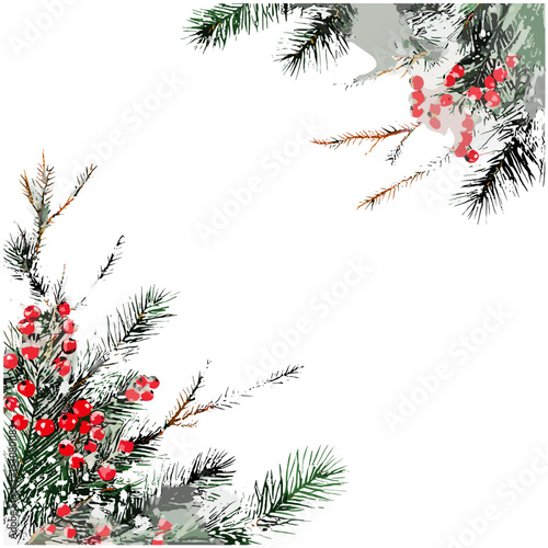 christmas background with fir branches