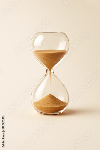 Futuristic Hourglass with Golden Sand– Conceptual 3D Render with Soft Glow and Gradient Background