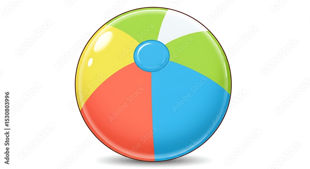 Obraz premium Colorful Beach Ball Isolated on White, Summer Fun Concept