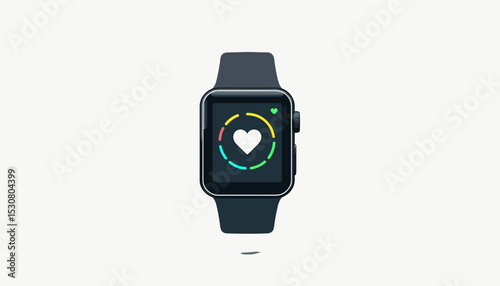 Stylized illustration of a smartwatch displaying a heart rate monitor