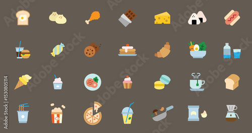 Icon collection of food and dessert