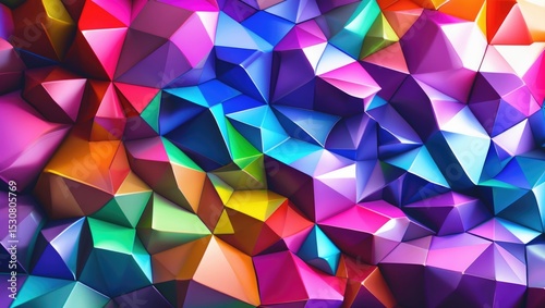 Multicolor geometric polygonal creates an abstract background.