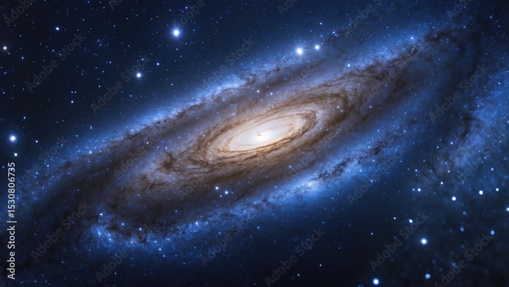 Fototapeta premium A wide-angle view of the galaxy featuring distant stars. Our solar system resides within the galaxy.