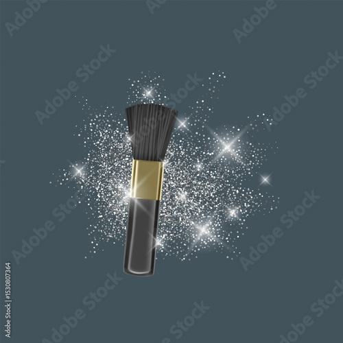 Makeup Brush with Glitter and Sparkles Vector format illustrations