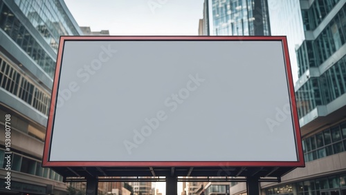 Advertising billboard mockup positioned in front of the office building