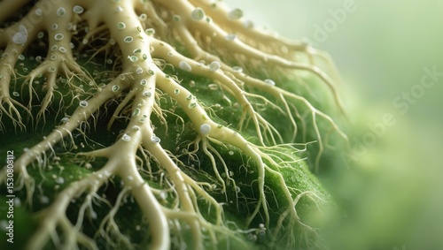 Bacteria nodules of roots perform nitrogen fixation for pea plants.