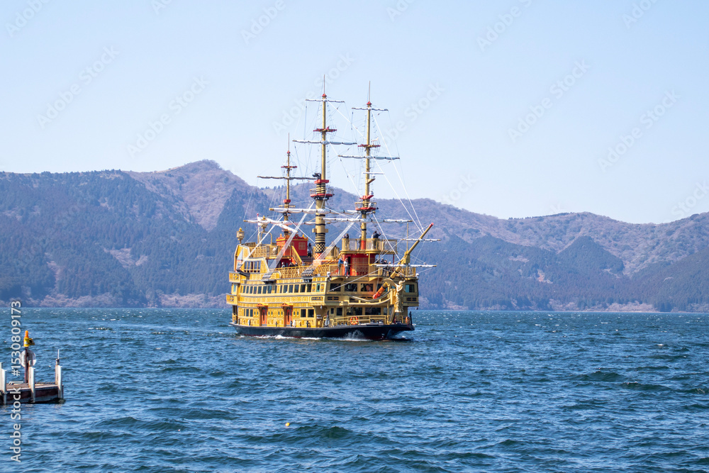Pirate ship in the Lake Ashi, Japan Pirate ship in the Lake Ashi, Japan