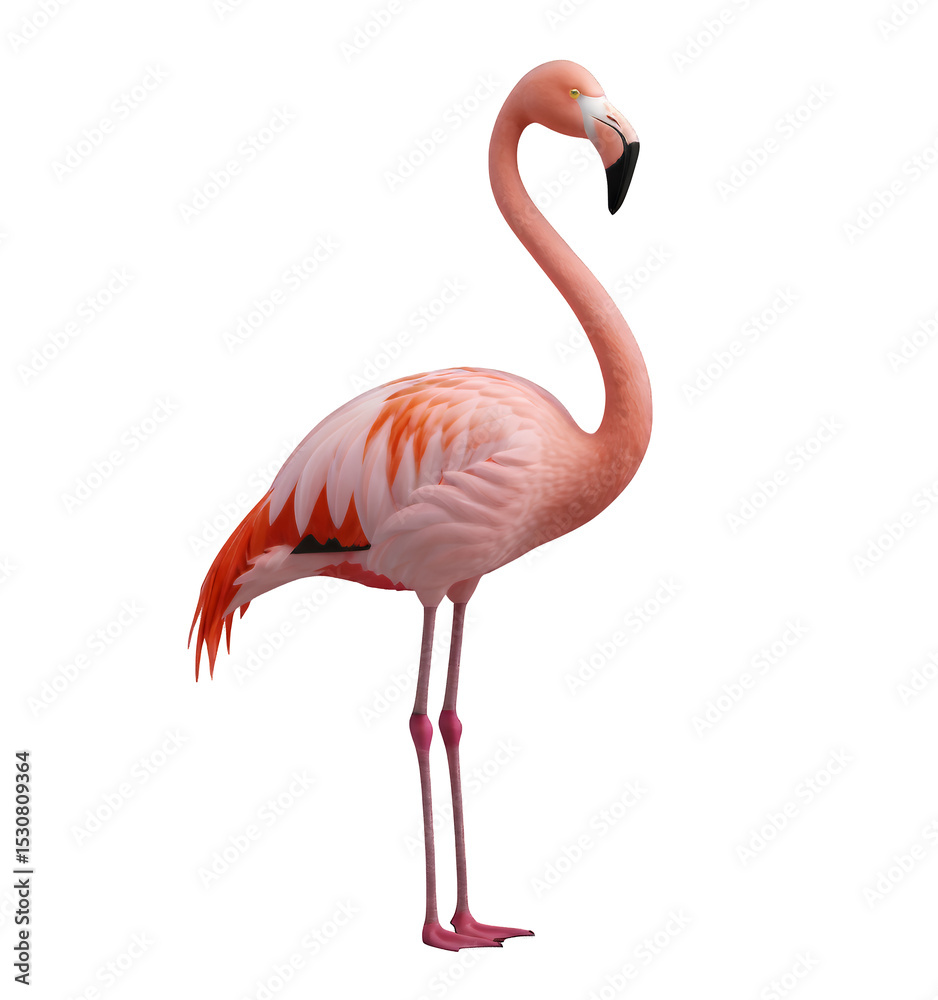 Fototapeta premium Rose Flamingo on Transparent, Tropical Design Element