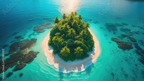 Fototapeta Naklejka Na Ścianę i Meble -  Aerial perspective of the Maldives Islands located in the Indian Ocean.