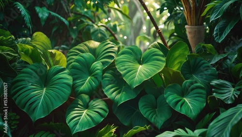 Air Potato Yam or Dioscorea bulbifera L., with leaves that are ovate to heart-shaped.