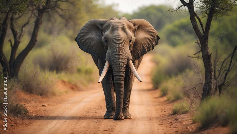 Obraz premium African bush elephant in Kruger National Park, South Africa; Species Loxodonta africana from the Elephantidae family.