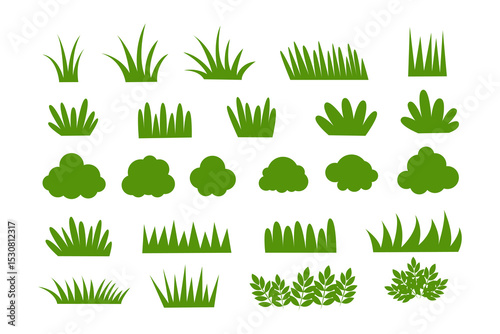 Collection of grass. grass tree set isolated on white background. vector illustration.