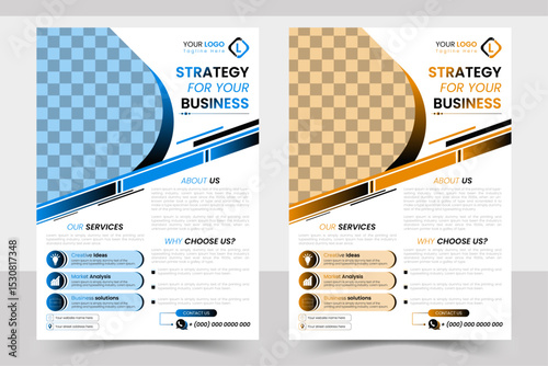 Creative flyer design, Corporate presentation and business poster template design, Graphic design Layout with triangle graphic elements and Modern business flyer.