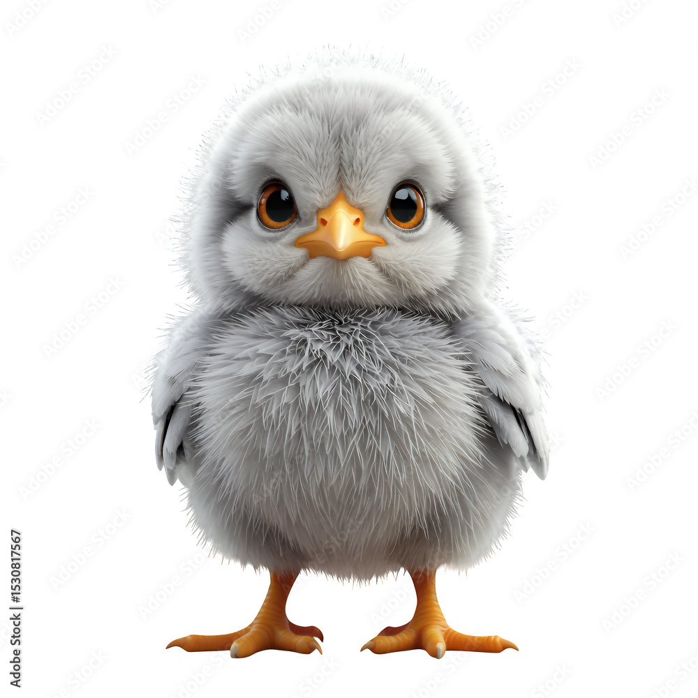 Naklejka premium White Chick with Transparent Background, Cute Graphic