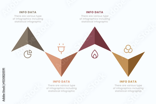 Business presentation growth arrow infographic template with 4 steps or process to success, vector illustration.