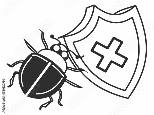 Minimalist Simple Black Line Art Icon Of Malware Detection S Vector