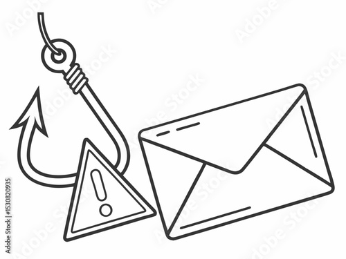 Minimalist Minimal Line Art Icon Of A Phishing Hook Catching Design