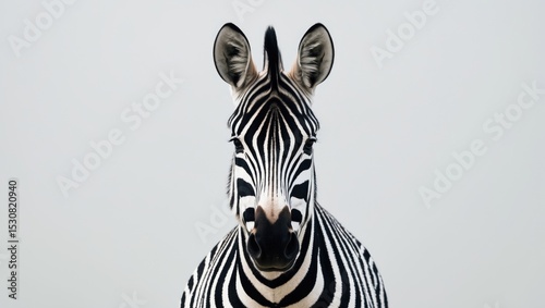 A High Key Image of a Zebra showcasing bright and vivid tones. photo