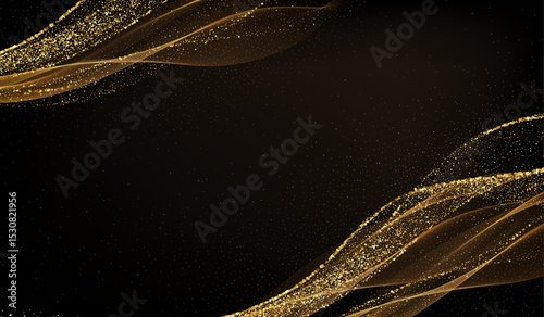 Abstract shiny color gold wave design element. Vector illustration. Merry Christmas and Happy New Year Background. BG for invitation and greeting card