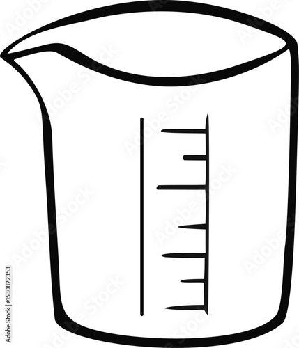 Baking cap, kitchen measuring cup. outline vector, isolated on white background 