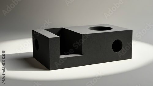 Black high-impact closed-cell polyethylene foam shell isolated on white background, serving as specially engineered packing material.