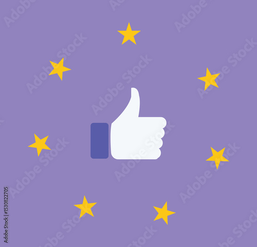 Thumbs up with circle stars good rating icon. Review, feedback, rating vector icon design. illustration of best choice, best choice symbol, vector art. 