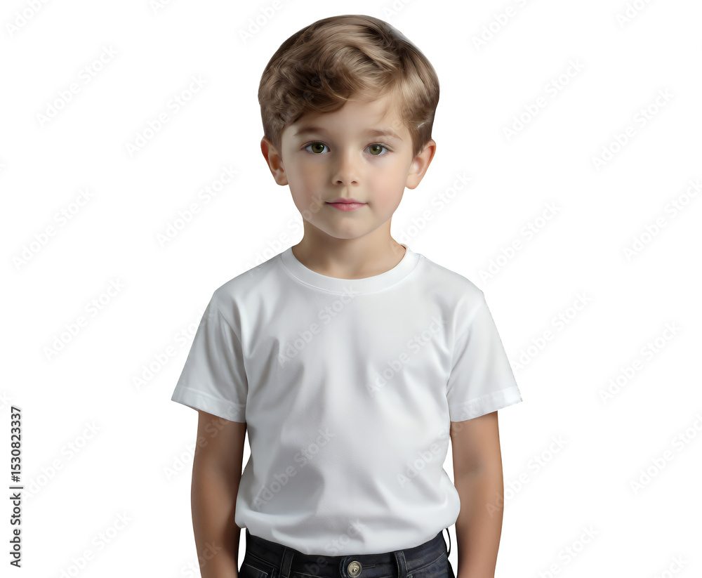 White T-shirt on Transparent, Boy Cutout, Versatile Design Element White T-shirt on Transparent, Boy Cutout, Versatile Design Element