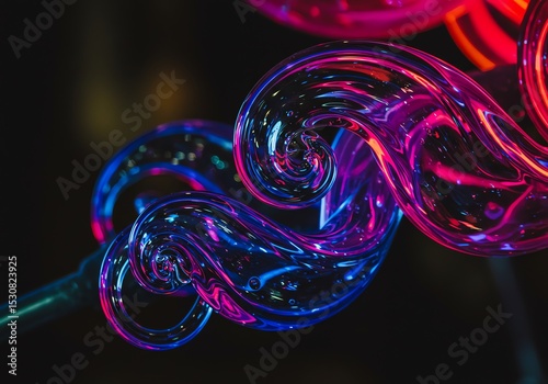 Neon Glass Swirls: Abstract Art in Light and Color