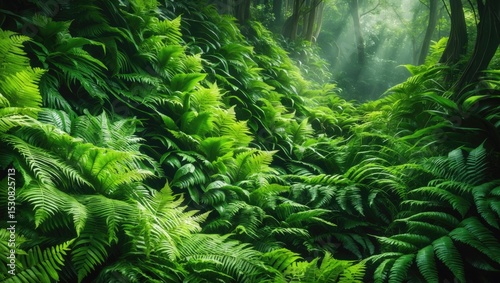 Close-up of common fern bracken Pteridium aquilinum in the UK on June 9, 2024.