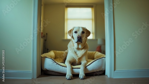 Comfortable at home with a Cozy Yellow Lab
