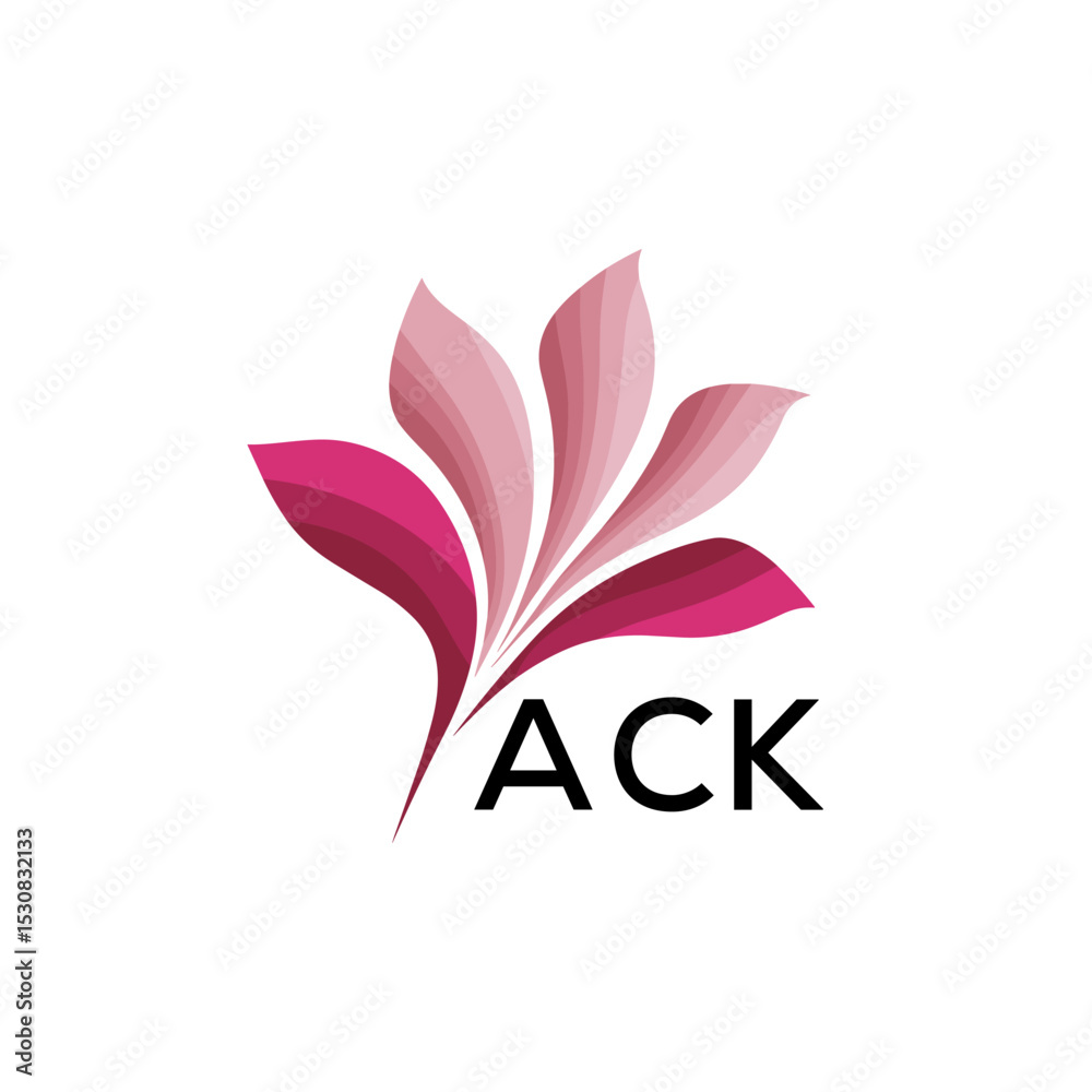 Obraz premium ACK Abstract Pink Floral Logo Design – Modern Petal Icon for Beauty, ACK Later logo Spa, and Wellness Branding 