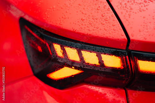 Rear light of a red car