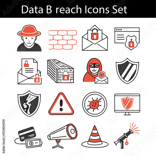 Data Breach Icons set