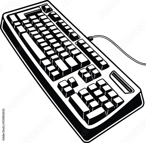 keyboard isolated on white background, close up, keys, input, type, typing