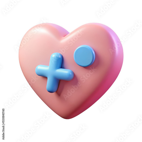 Pink heart shaped game controller isolated on transparent background