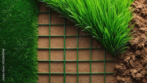 Wallpaper Mural Laying a rolled lawn on a net to prevent moles from causing damage. Torontodigital.ca