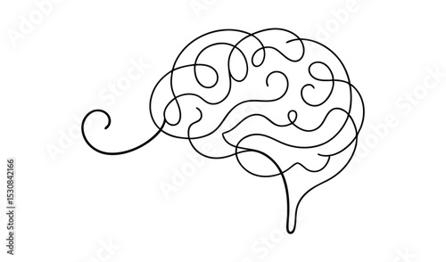 Abstract one line drawing of a human brain