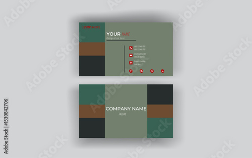 Professional business card with profile photo. Stylish horizontal layout with clean typography, social icons, and placeholder image. Modern visiting card template for entrepreneurs and creatives.